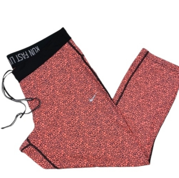 Nike Dri-fit Relay Crop Running Patterend Leggings Nein Pink sz small - Picture 2 of 4